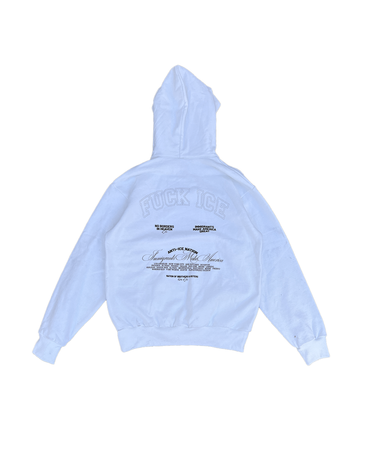 No Borders Hoodie White Sample
